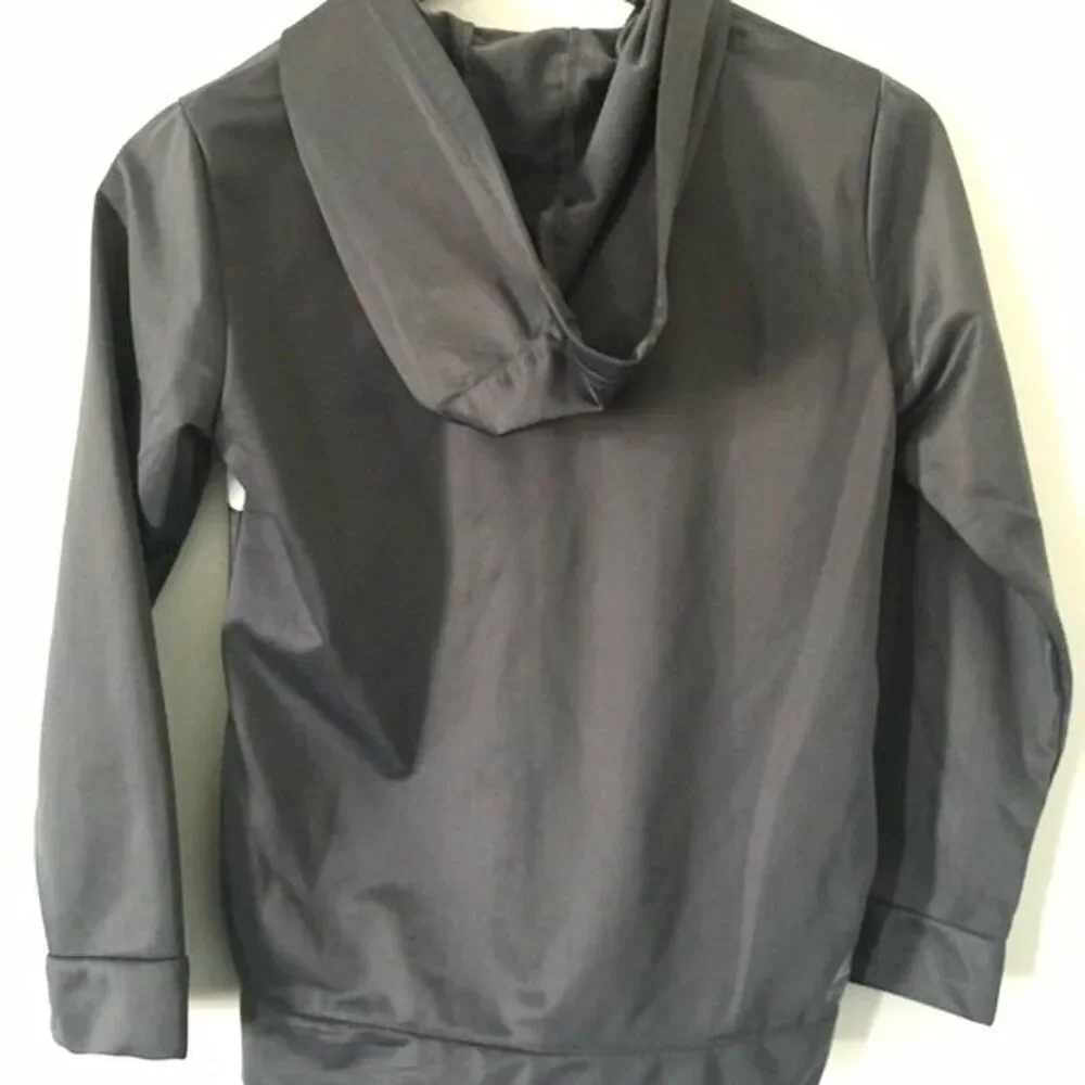 Reebok Kids Full Zip Hooded Jacket Gray With White Reebok in Black Size M 10-12